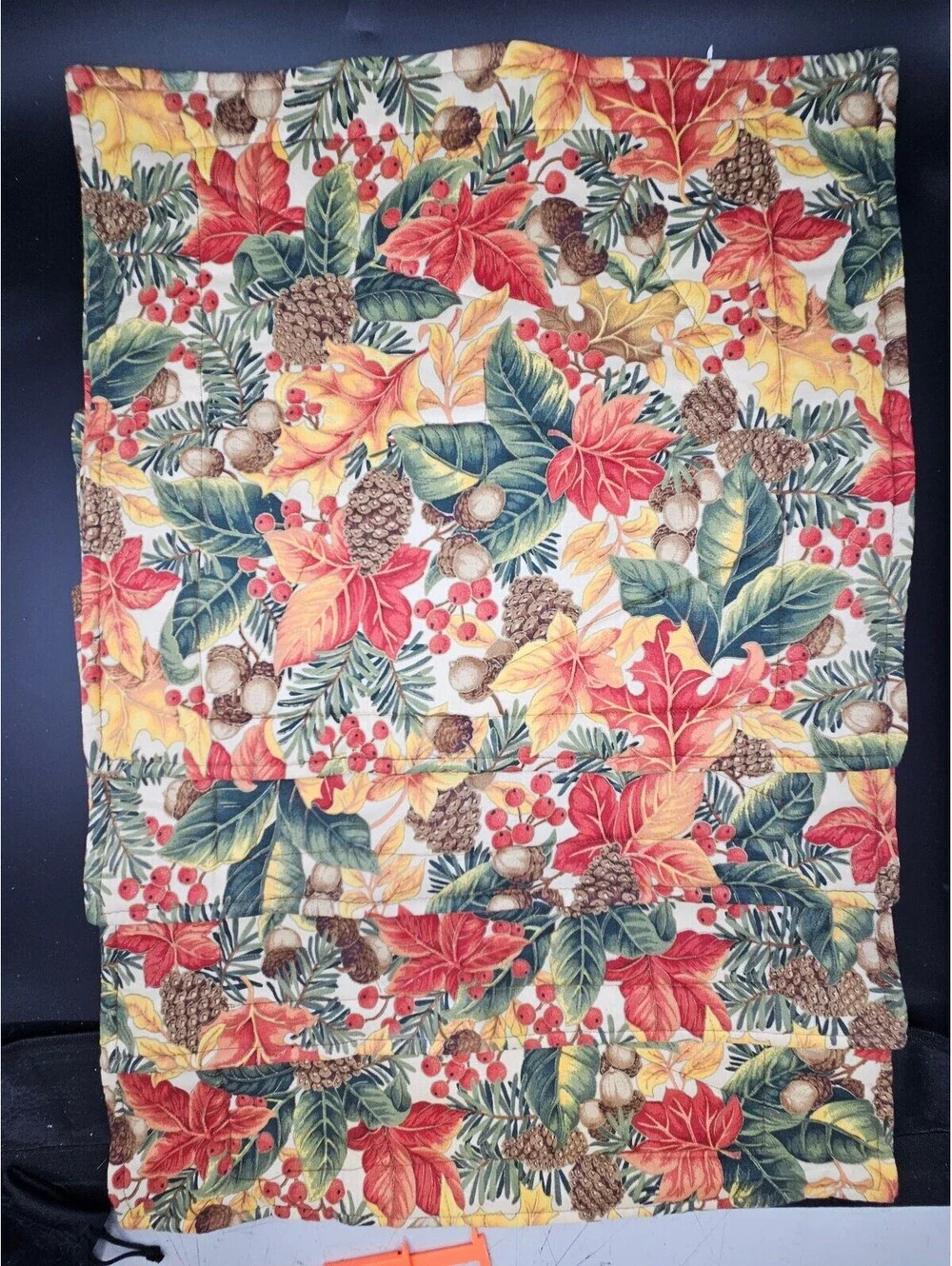 Handmade Quilted Placemats Lot of 4 Fall Autumn Pinecones Leaves Reversible